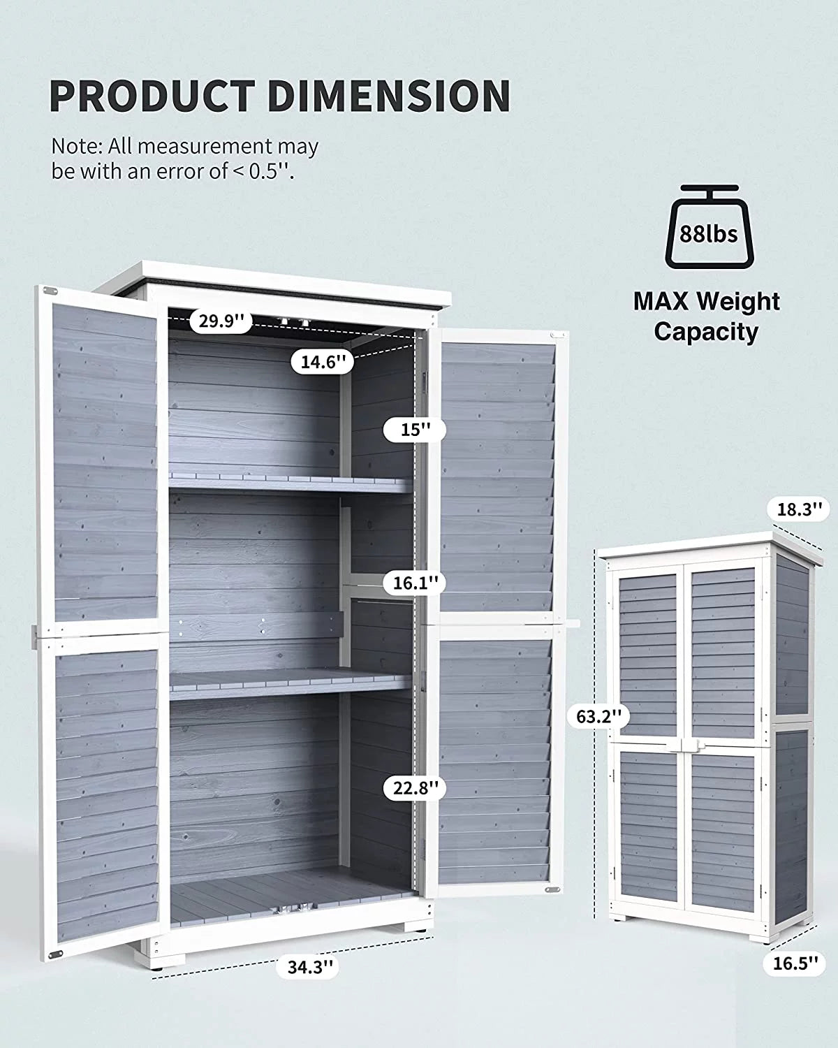 Gray Outdoor Storage Cabinet with Asphalt Roof N363407