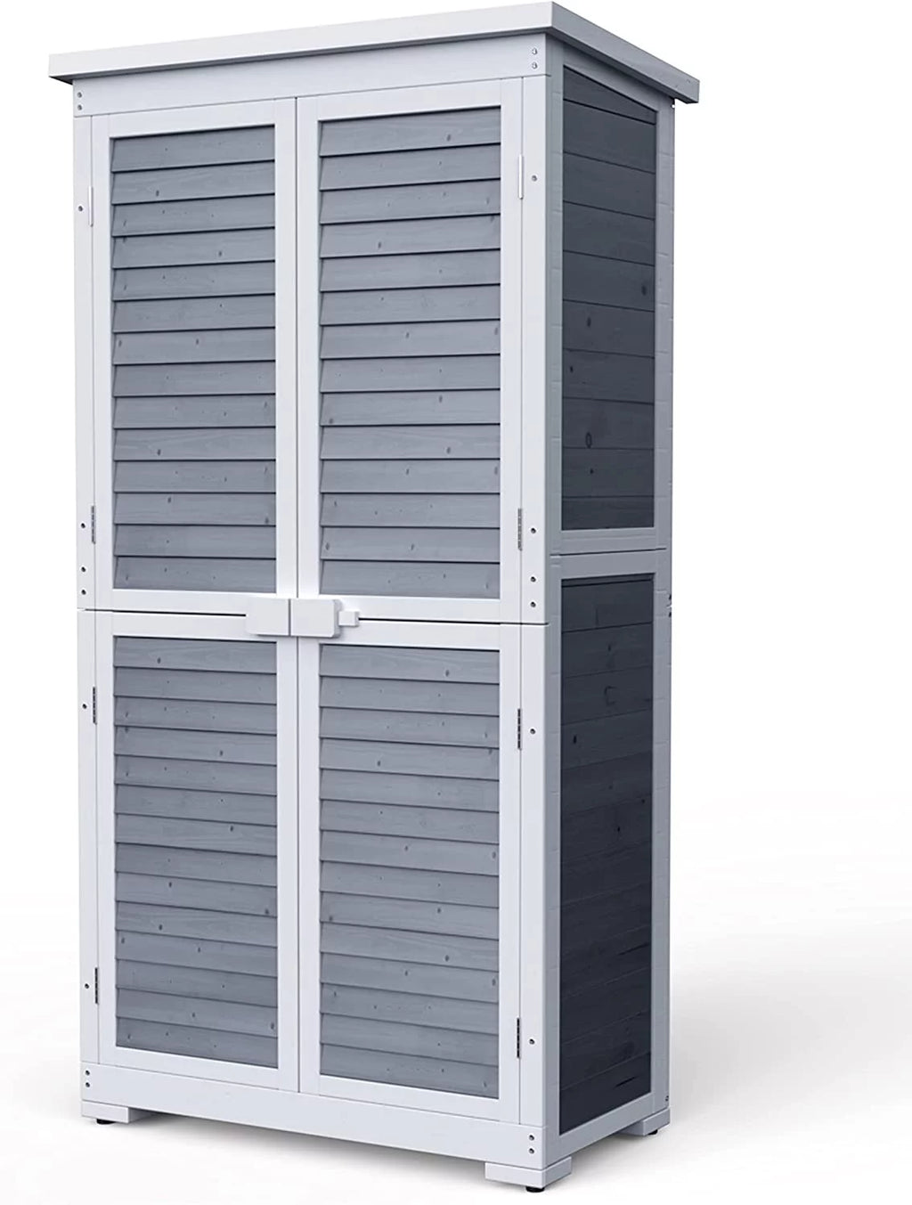 Gray Outdoor Storage Cabinet with Asphalt Roof N363407
