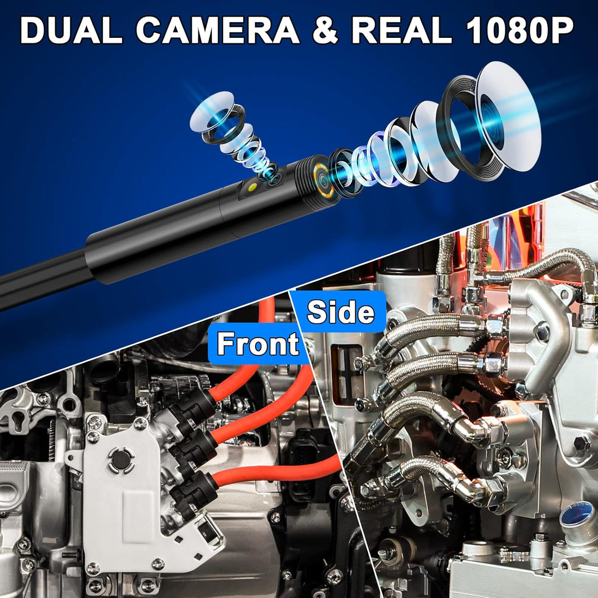 16.5 FT 1080P HD Dual Lens Endoscope Sewer Camera IP67 Waterproof X47660