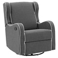 Dark Gray Fabric Upholstered Swivel Gliding Recliner N84561