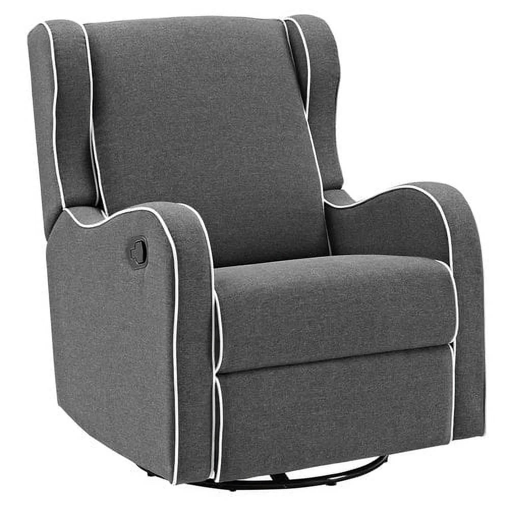 Dark Gray Fabric Upholstered Swivel Gliding Recliner N84561