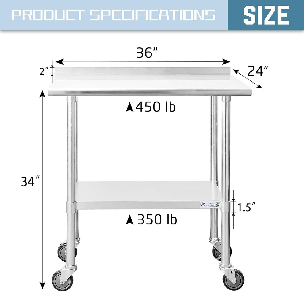 Stainless Steel Table 24 x 48 Inches with Caster Wheels T934114