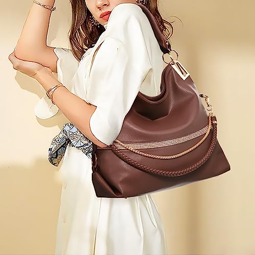 Vegan Leather Rhinestones Hobo Shoulder Bag K418