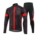 Men's Thermal Fleece Cycling Clothing Set - Long Sleeve Jacket & Windproof Padded Pants Z849