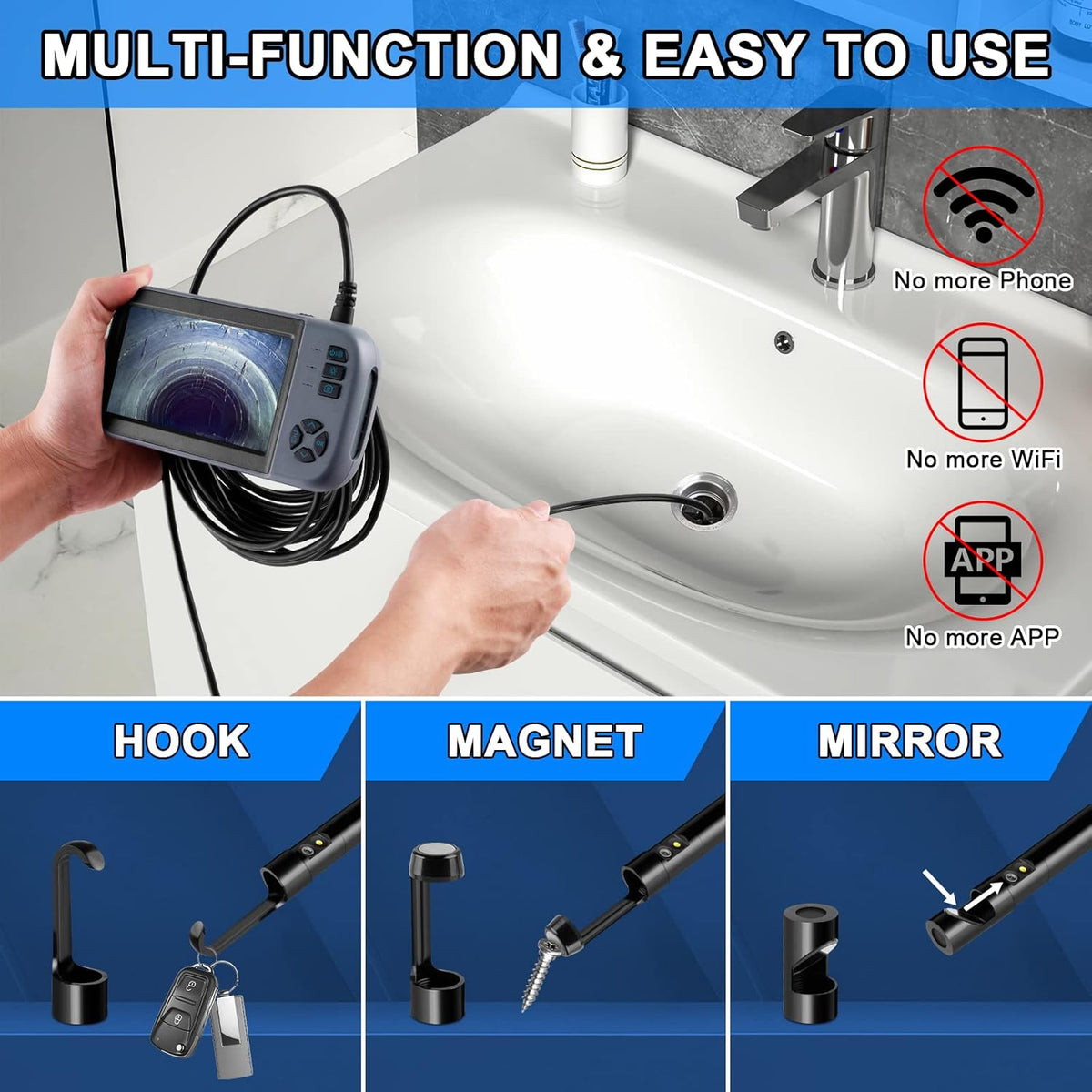 16.5 FT 1080P HD Dual Lens Endoscope Sewer Camera IP67 Waterproof X47660