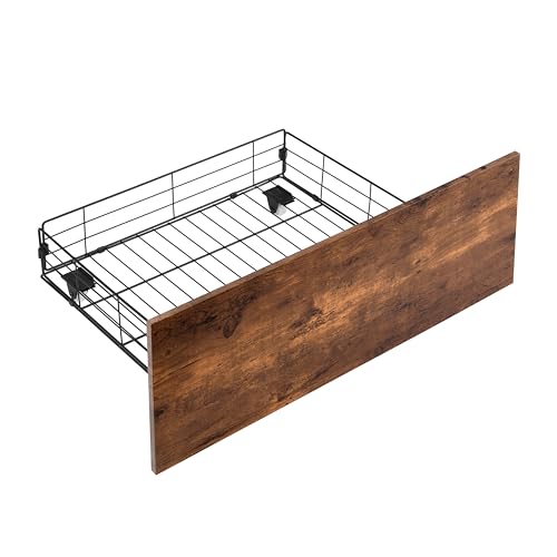 Full Size Metal Platform Bed with Storage Headboard and 2 Drawers Q8593