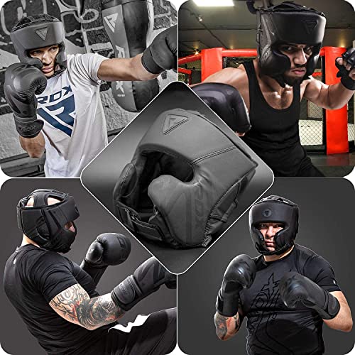 Black Maya Hide Leather Boxing Headgear U912