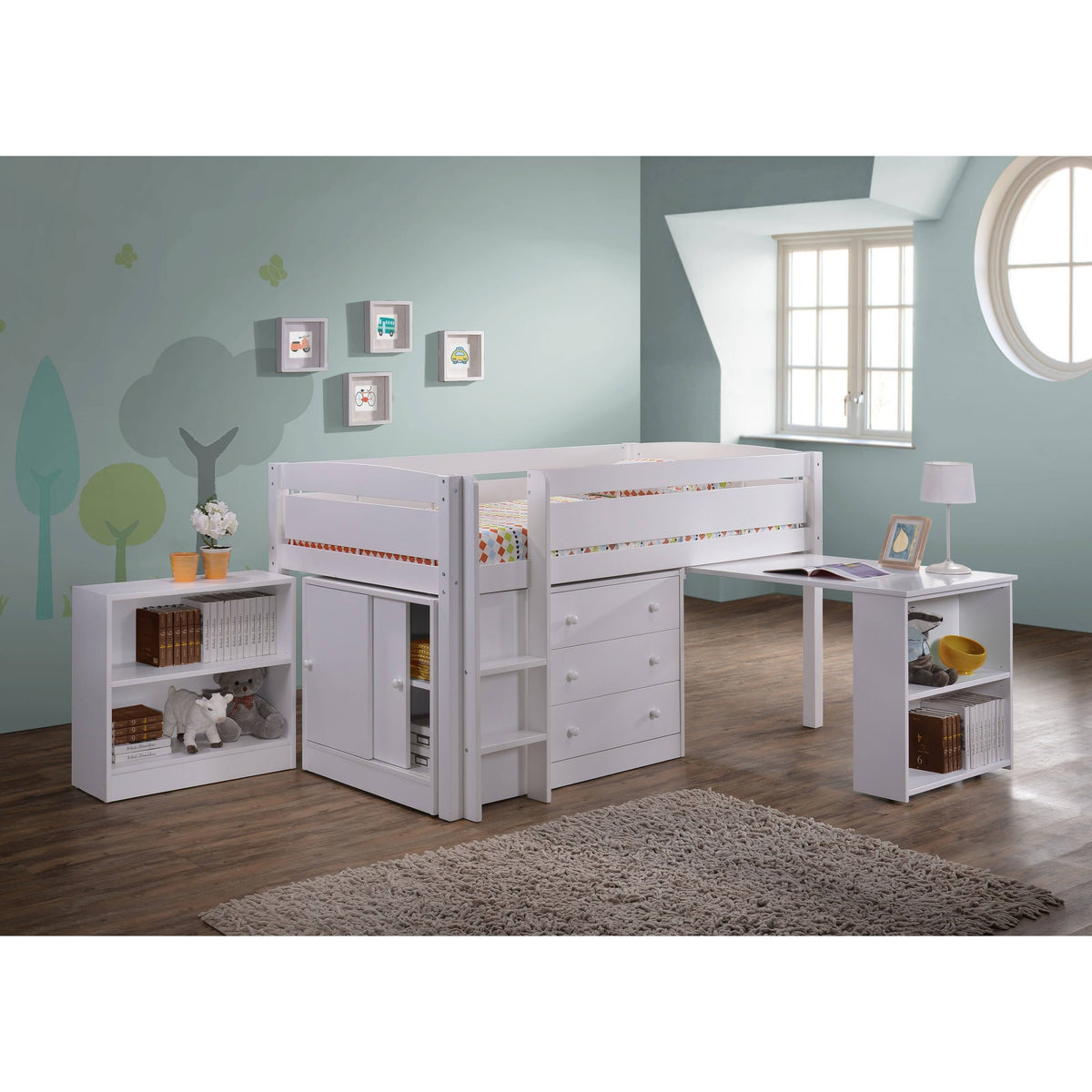 White Wood Loft Bunk Bed N792705