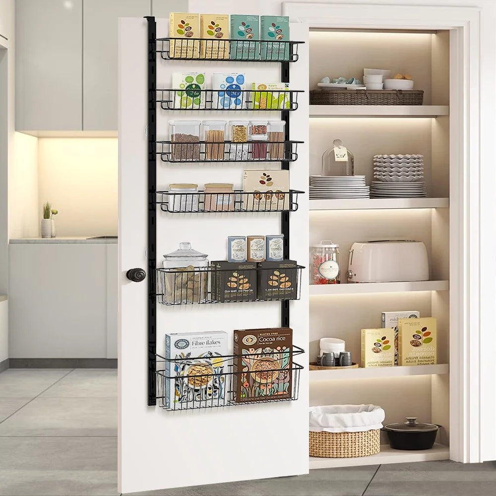 6-Tier Adjustable Metal Over The Door Pantry Organizer T5023