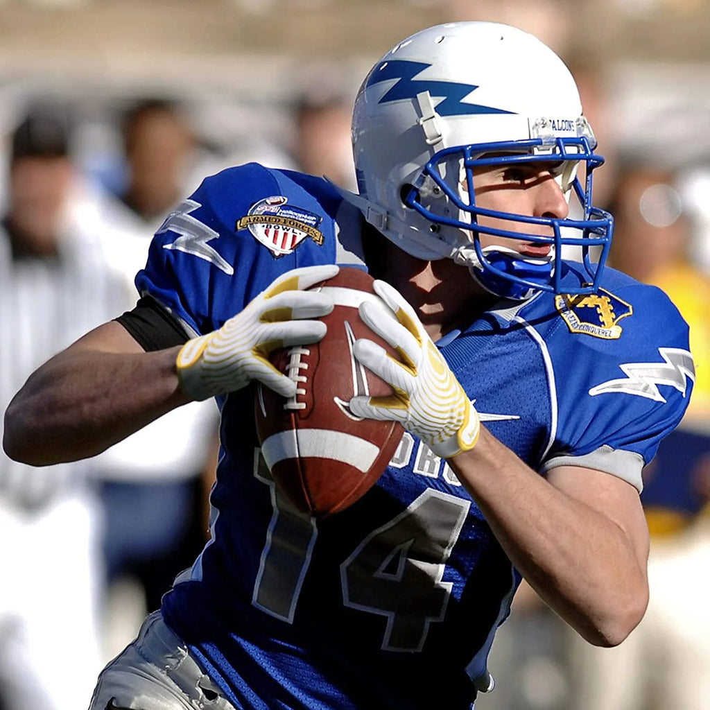 White and Gold Youth Football Gloves C2387