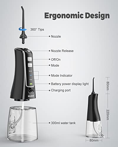 300ML Portable USB Rechargeable Water Flosser with 4 Jet Tips L3300