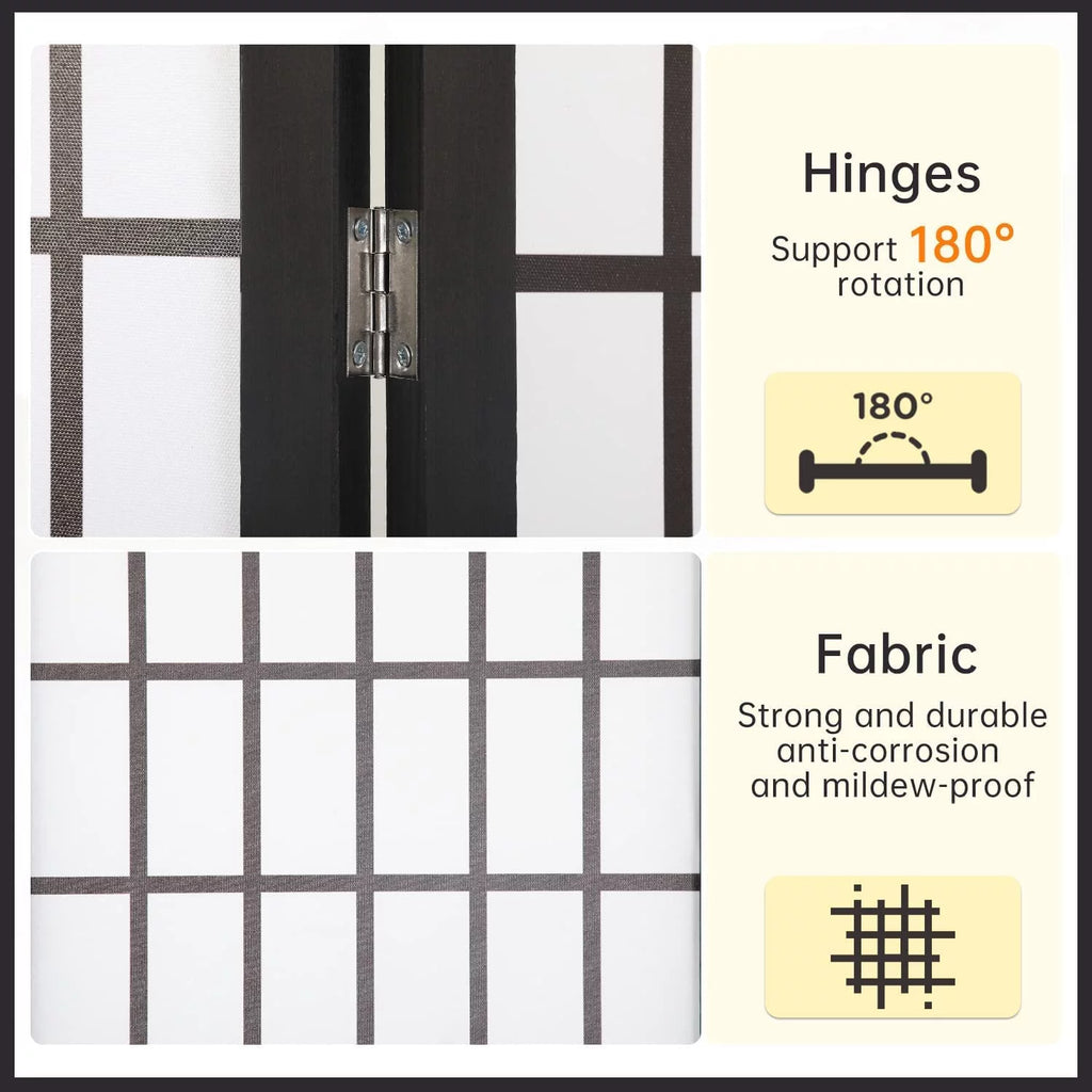 White 4 Panel Wood Room Divider J497202