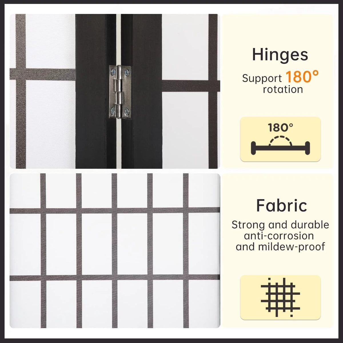 White 4 Panel Wood Room Divider J497202