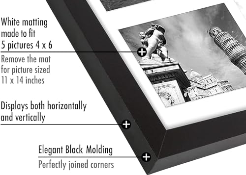 11x14 Collage Picture Frame with Shatter-Resistant Glass - Black Q481