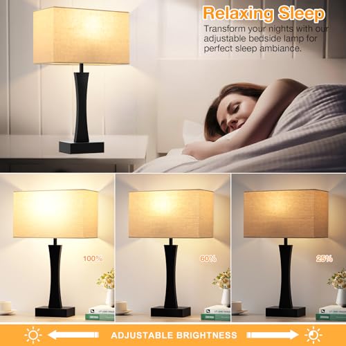 3 Way Dimmable Touch Table Lamp Set of 2 with USB Ports B920905