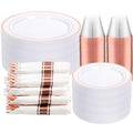 Clear Gold Plastic Dinnerware Set, 350 Pcs E587