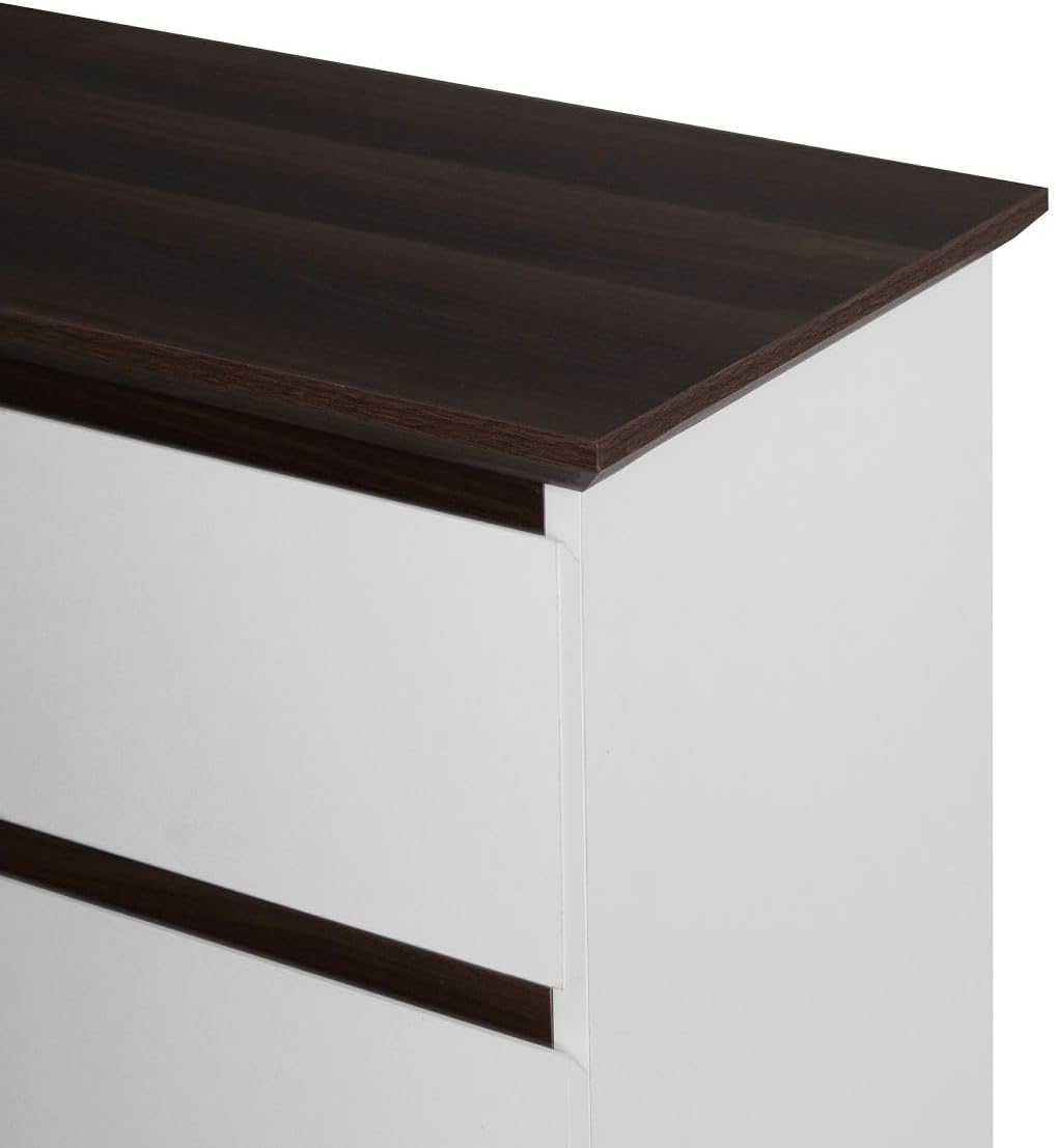 White 5 Drawer Dresser with Wood Color Top K607854