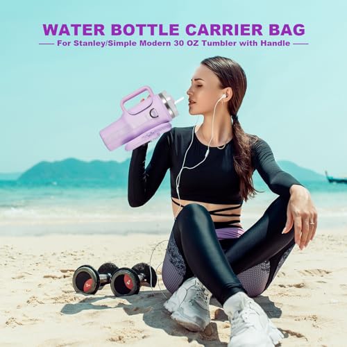 Pink Insulated Neoprene Water Bottle Carrier Bag with Adjustable Strap M10659