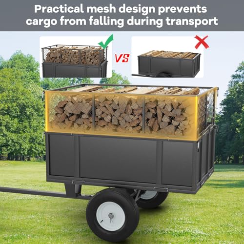 Heavy Duty Utility Trailer, 750lbs Capacity 17 Cu. Ft. Dump Trailer with Removable Sides D64263