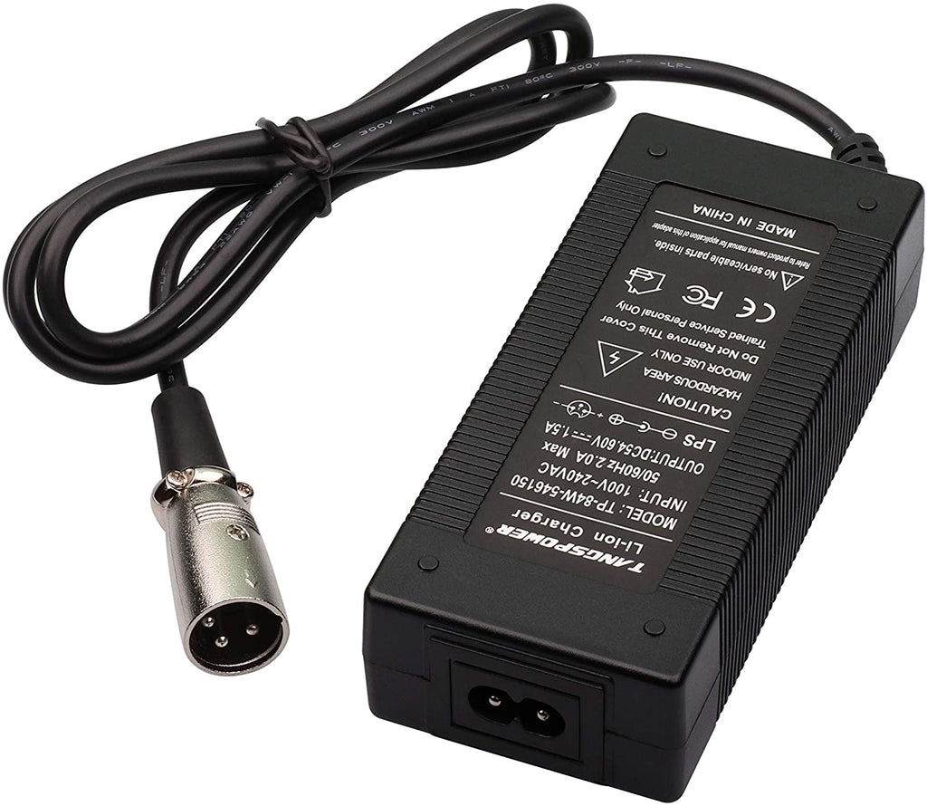 48V 54.6V 1.5A Electric Bike Charger 3-pin XLR Male Plug for 13S Lithium V9810