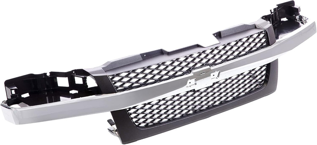 Front Dark Gray Grille Assembly with Chrome Center Bar T844