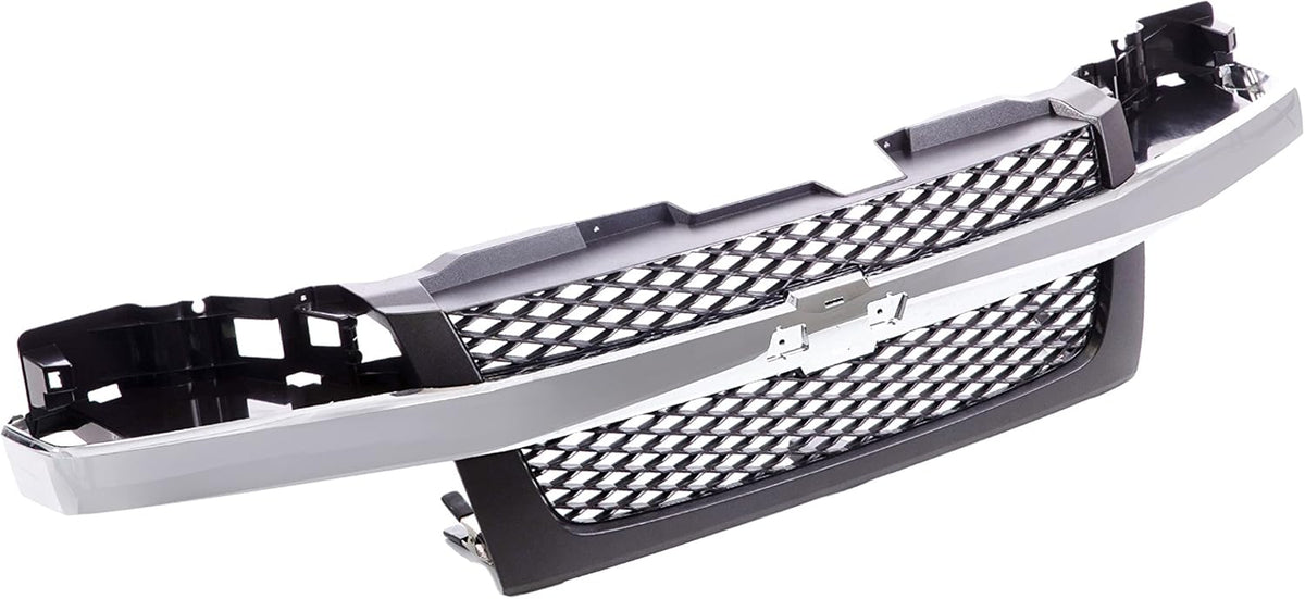 Front Dark Gray Grille Assembly with Chrome Center Bar T844