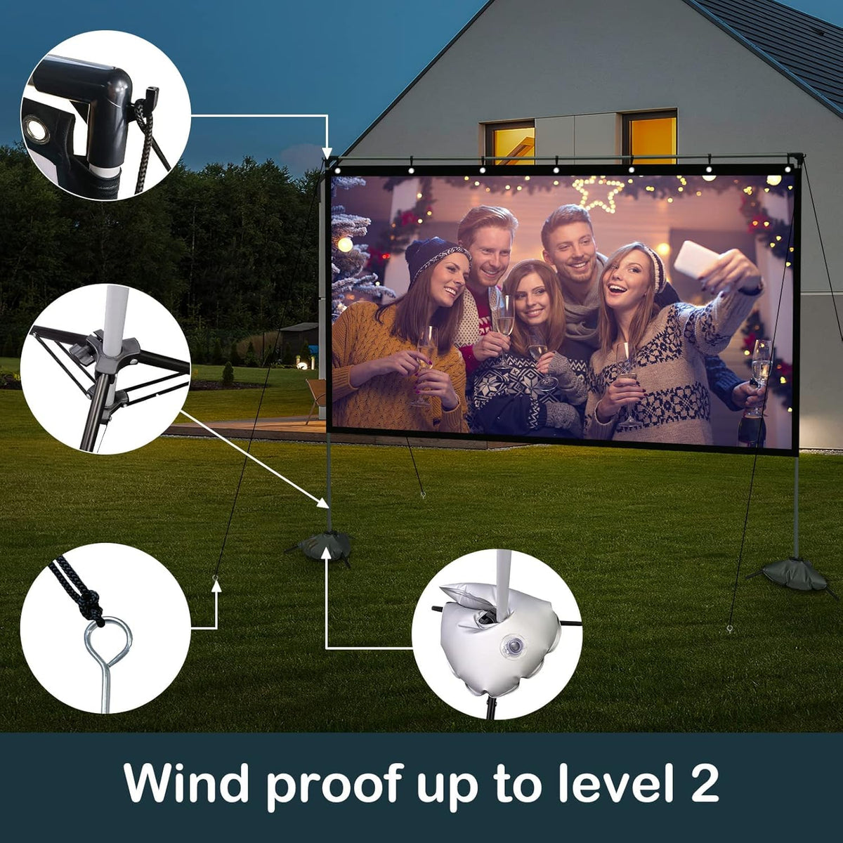120 inch 4K HD 16:9 Projector Screen with Stand and Carry Bag Q4010