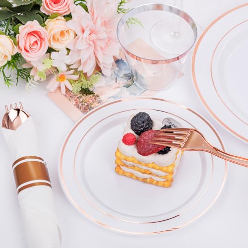 Clear Gold Plastic Dinnerware Set, 350 Pcs E587