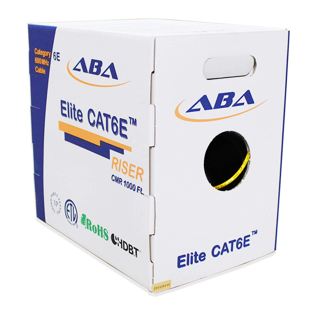 Blue 1000ft UTP 24AWG Solid Bare Copper CAT6E Riser Ethernet Cable C431