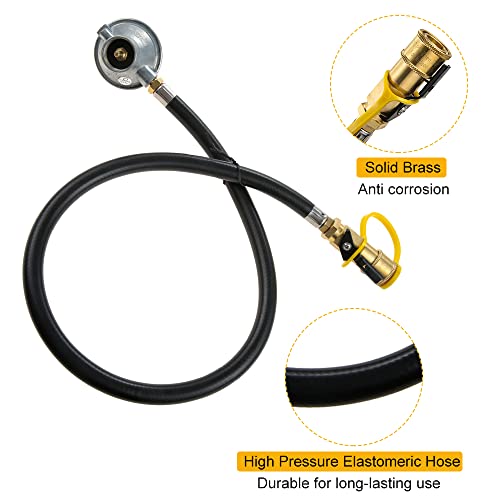 1LB Propane Tank Gas Regulator Valve with 1/4'' Quick Connect Shut Off Valve and 30Inch Propane Hose T179354