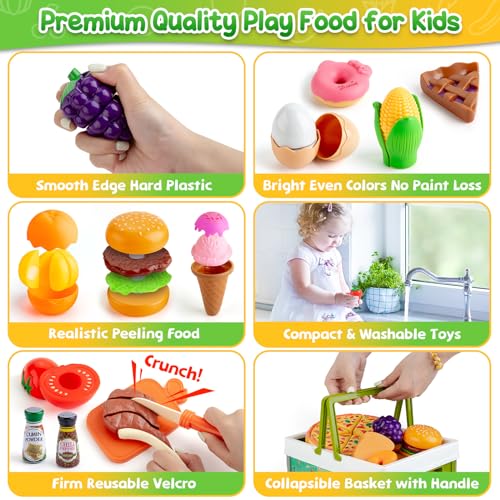 78 Pc Pretend Play Food with Storage Basket R89703