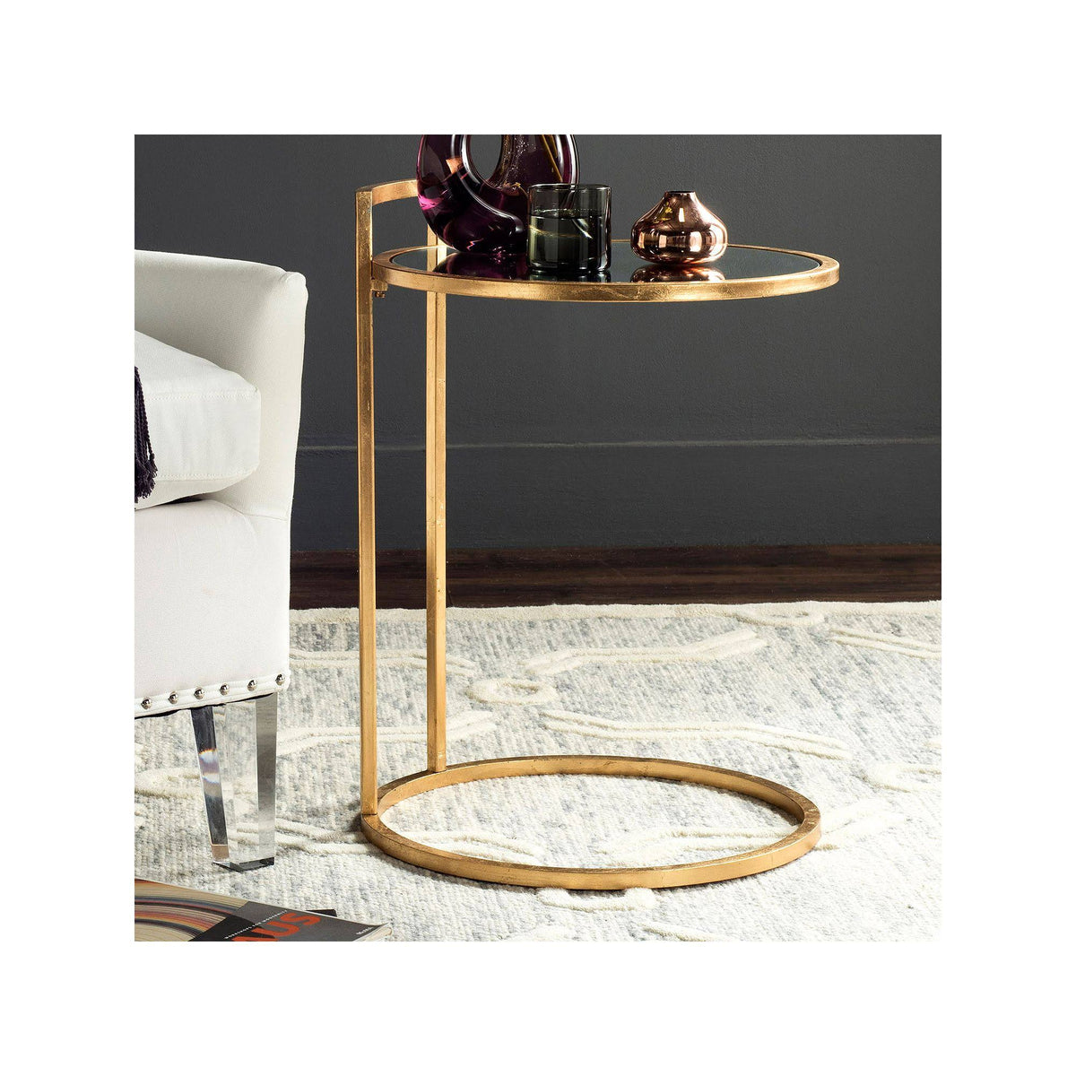 Round Gold Leaf End Table H499657