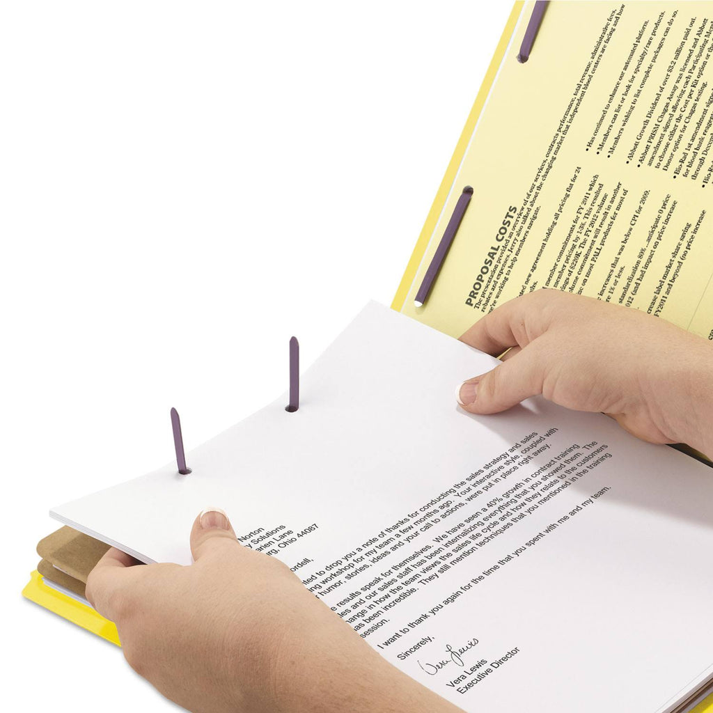 End Tab Classification Folders, Legal Size, 2 Dividers, Yellow, 10/Box Q1985