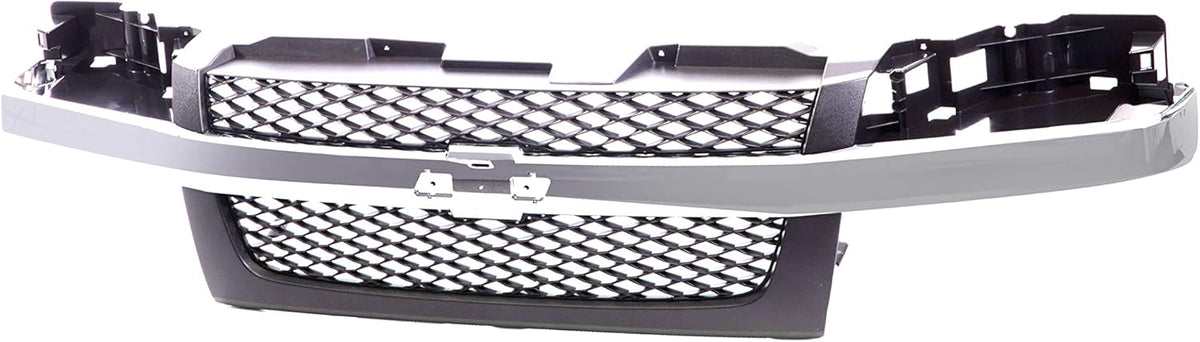 Front Dark Gray Grille Assembly with Chrome Center Bar T844
