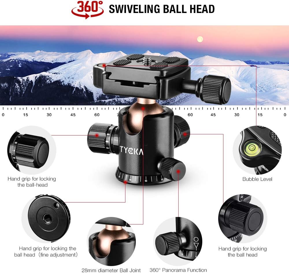 Lightweight Aluminum 56” Camera Tripod with 360 Degree Ball Head L115