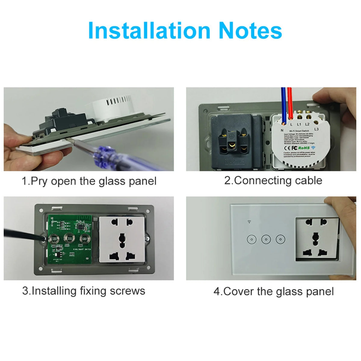 Wi-Fi Smart Wall Outlet With 1 Gang Touch Light Switch F159