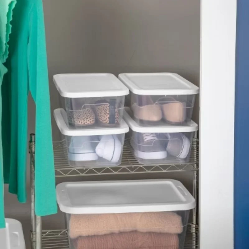 16qt Clear Storage Box with White Lid U569975