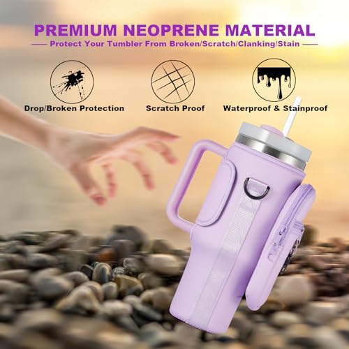Pink Insulated Neoprene Water Bottle Carrier Bag with Adjustable Strap M10659