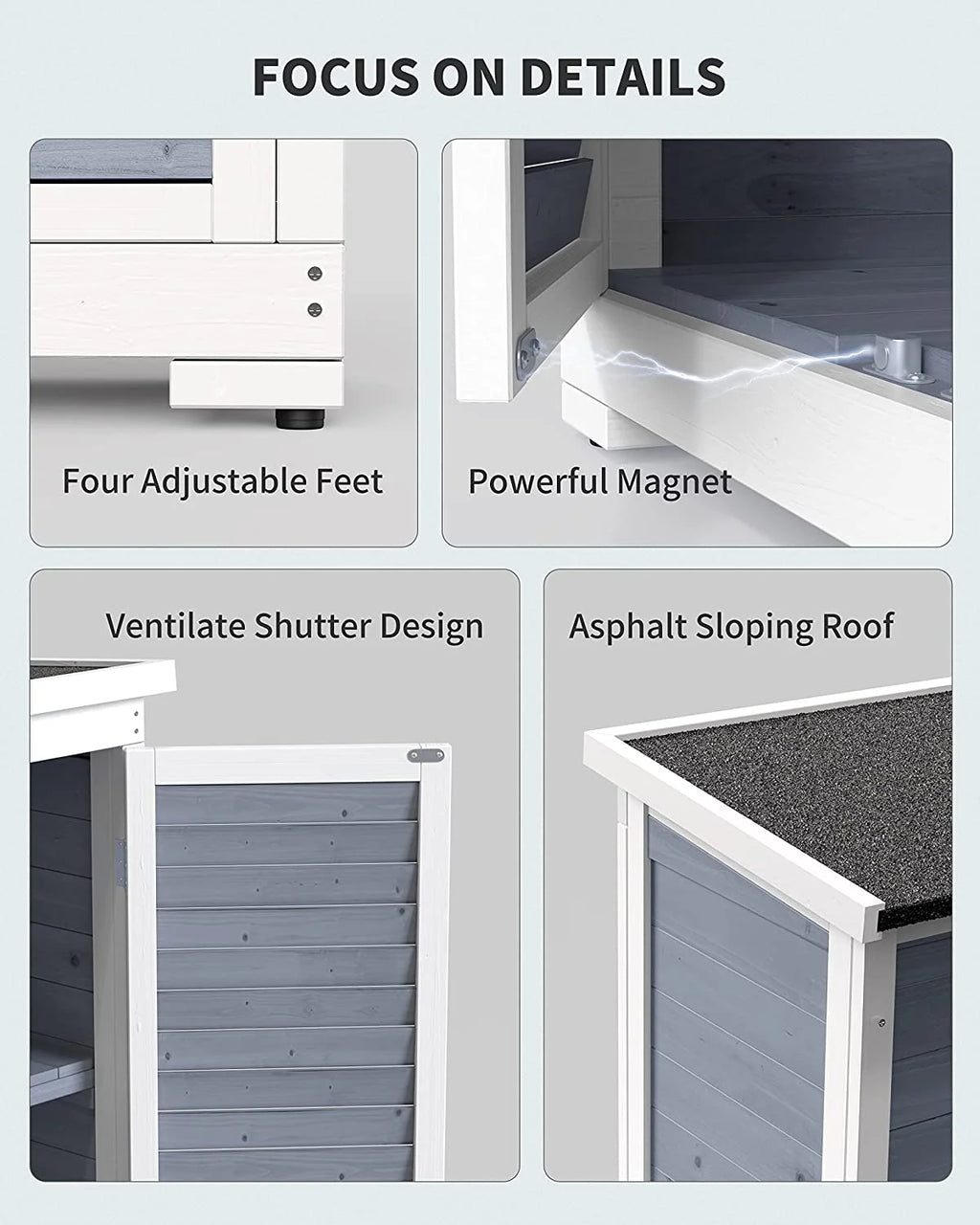 Gray Outdoor Storage Cabinet with Asphalt Roof N363407