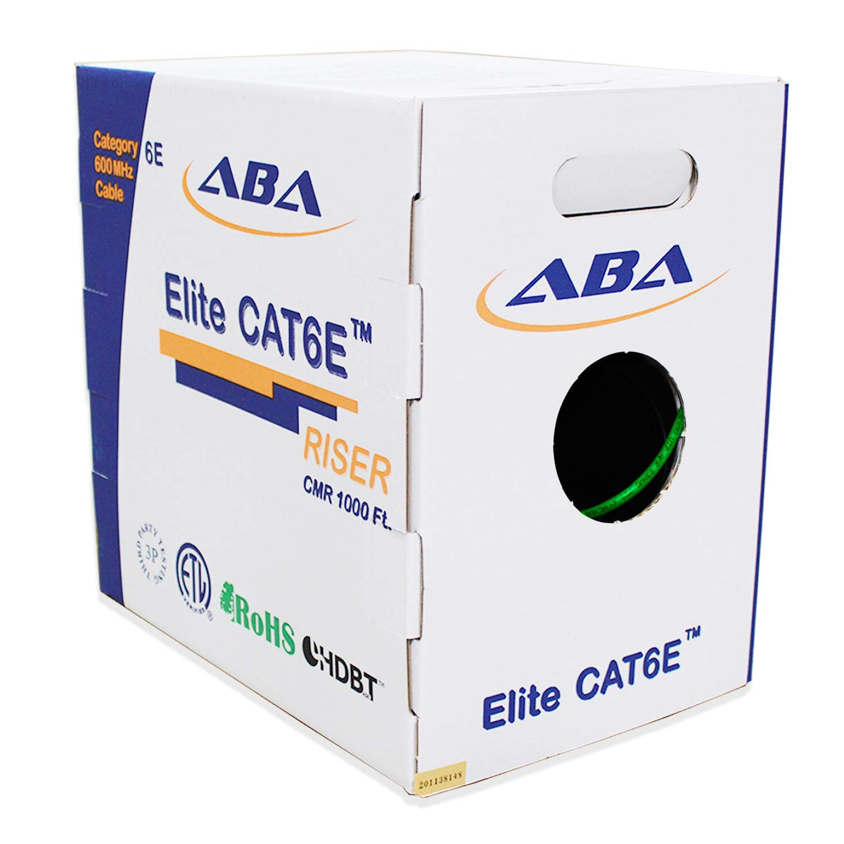 Blue 1000ft UTP 24AWG Solid Bare Copper CAT6E Riser Ethernet Cable C431