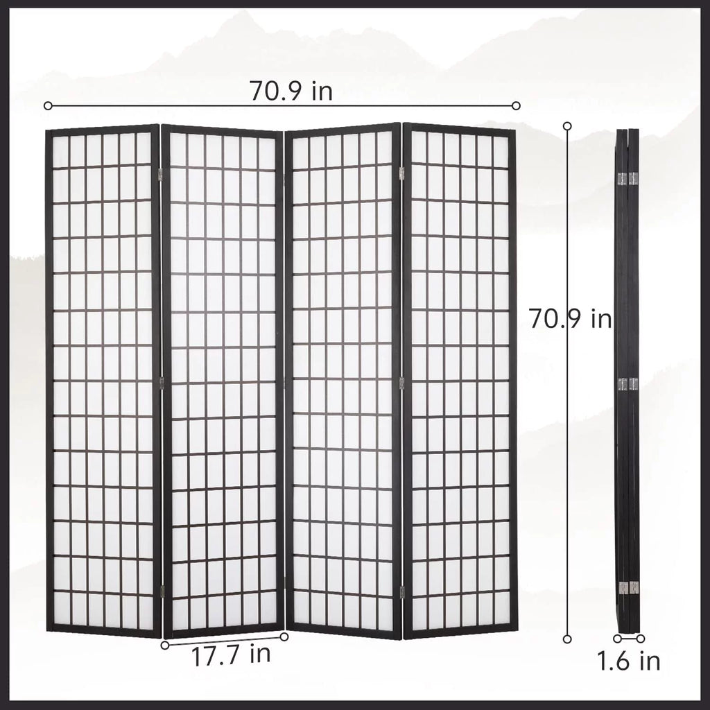 White 4 Panel Wood Room Divider J497202