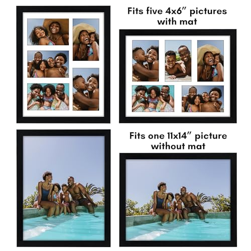 11x14 Collage Picture Frame with Shatter-Resistant Glass - Black Q481