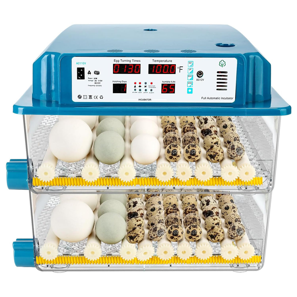 120 Egg Incubator Automatic Temperature Control Humidity Monitoring G991