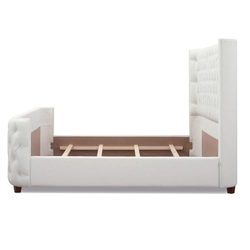 King Tufted Panel Bed Headboard and Footboard Set, Opal Grey Velvet F3999