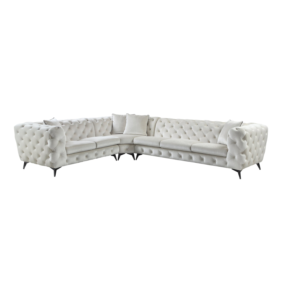 Beige Sectional Sofa with 4 Pillows V1823