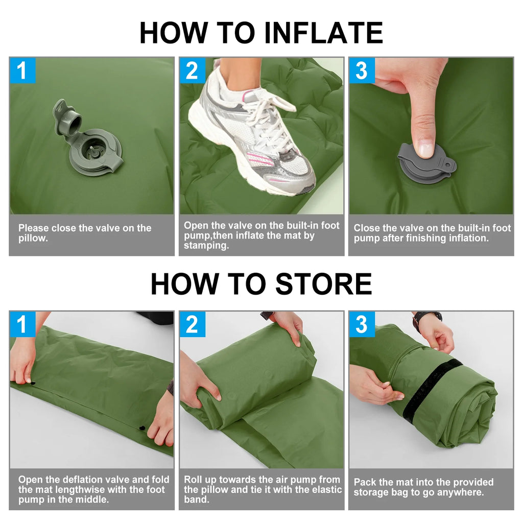 Ultralight Inflatable Camping Pad with Pillow F626