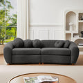 Grey Teddy Fabric 3 Seater Sofa with 5 Throw Pillows S275780