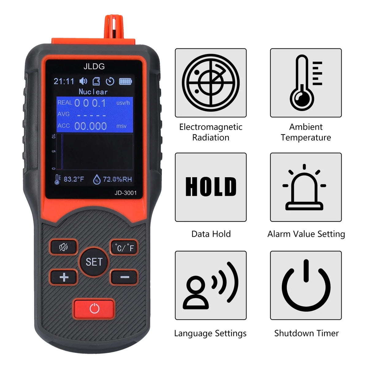 Multifunctional Geiger Counter and Electromagnetic Radiation and Humidity Measurement Device V87095