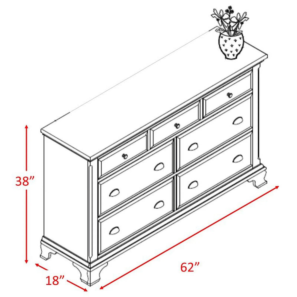 7 Drawer Cherry Dresser H984082