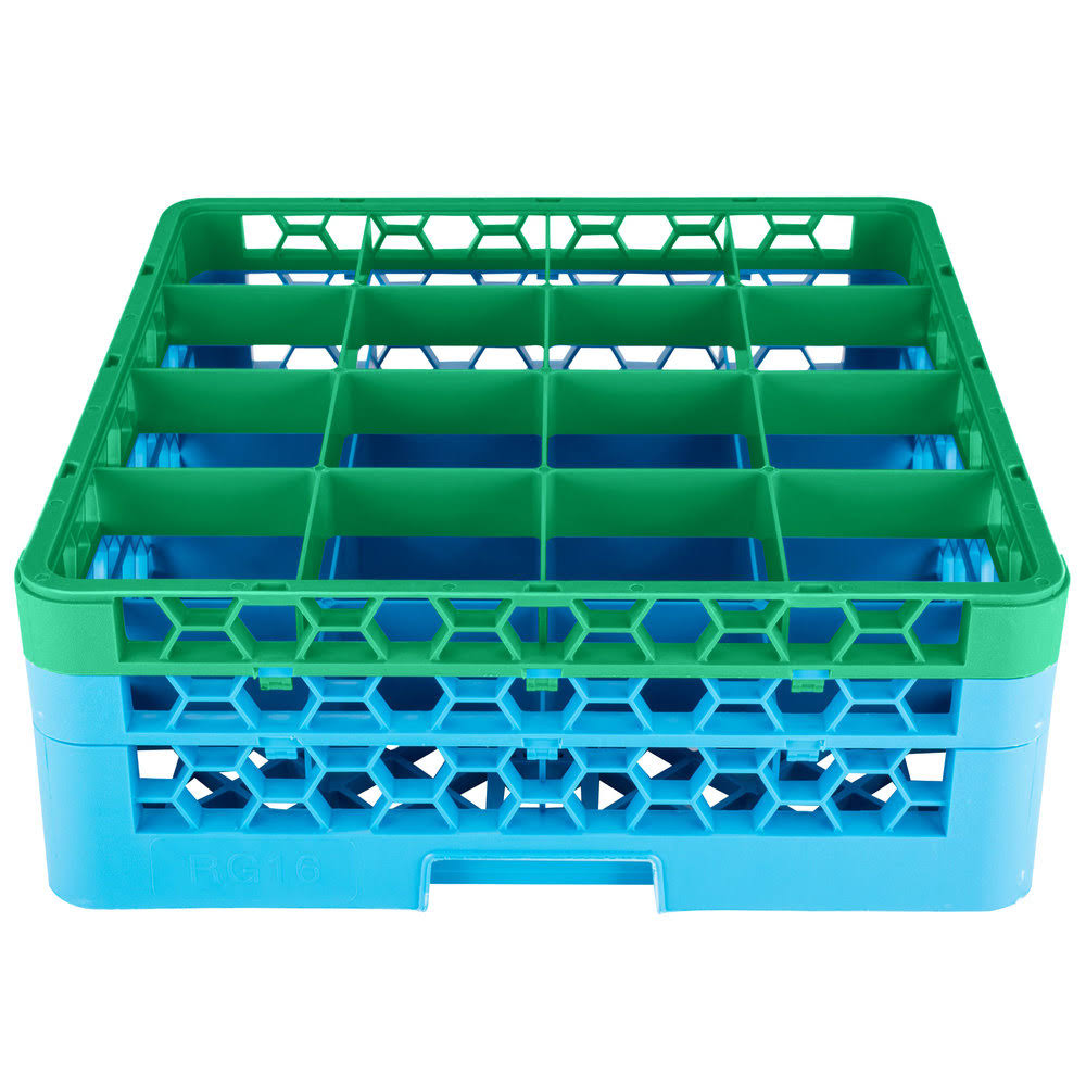16 Compartment Green Glass Rack C33342